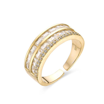 Ring Adjustable 18k Gold Plated 925 Sterling Silver with Clear Zircon-Rings-GULI GULI