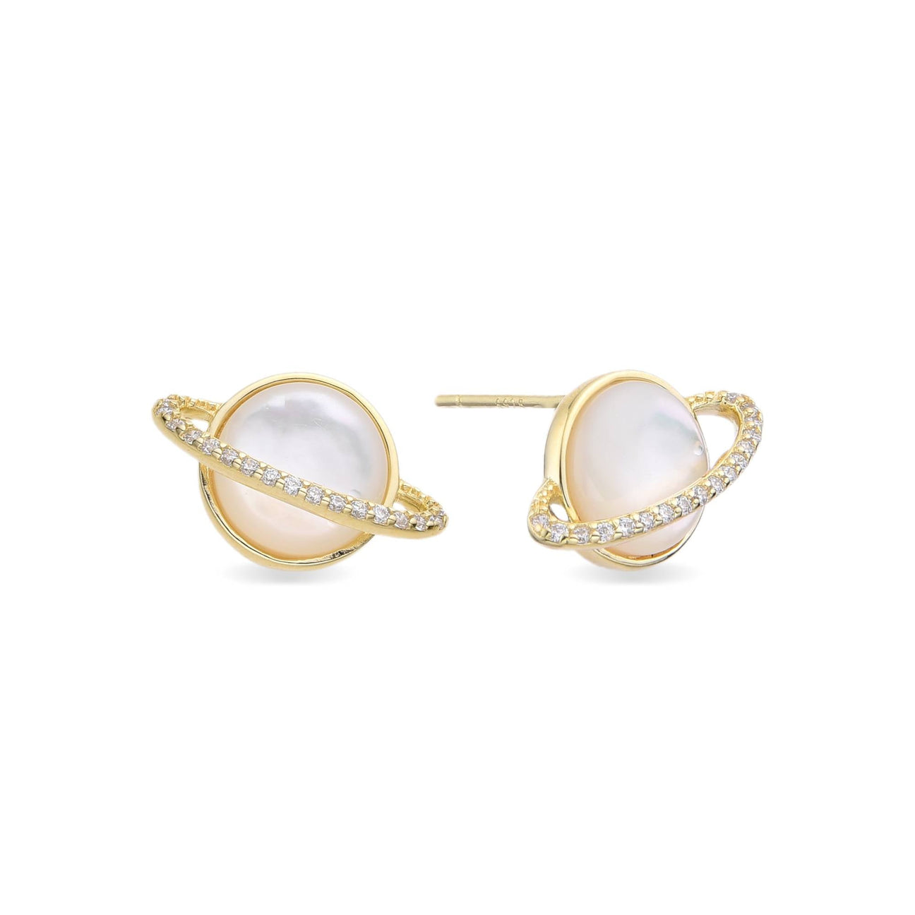Saturn Earrings in 18k Gold Plated 925 Sterling Silver with Crystal-Earrings-GULI GULI