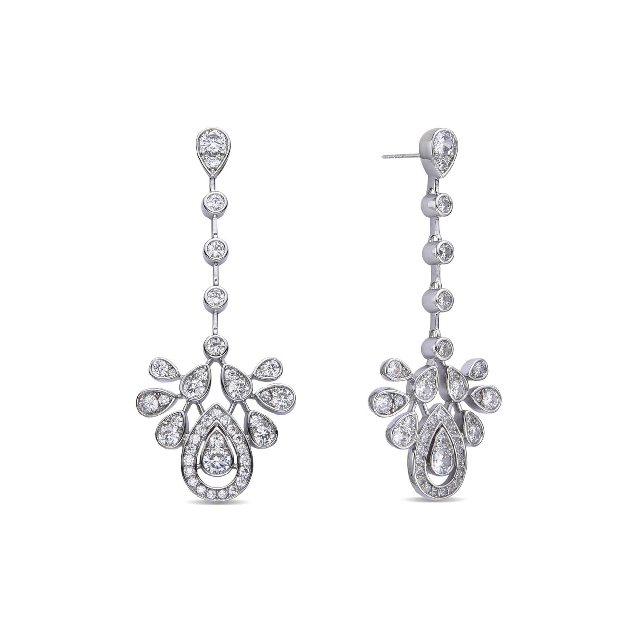 Silver Color Zirconia Pendant Earrings-Earrings-NEW WEI