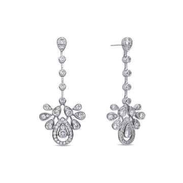 Silver Color Zirconia Pendant Earrings-Earrings-NEW WEI