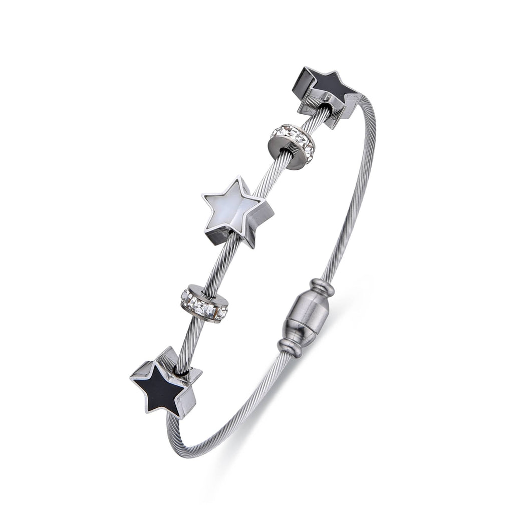 Silver Fashion Star Bracelet with Zirconia-Bracelets-NEW WEI