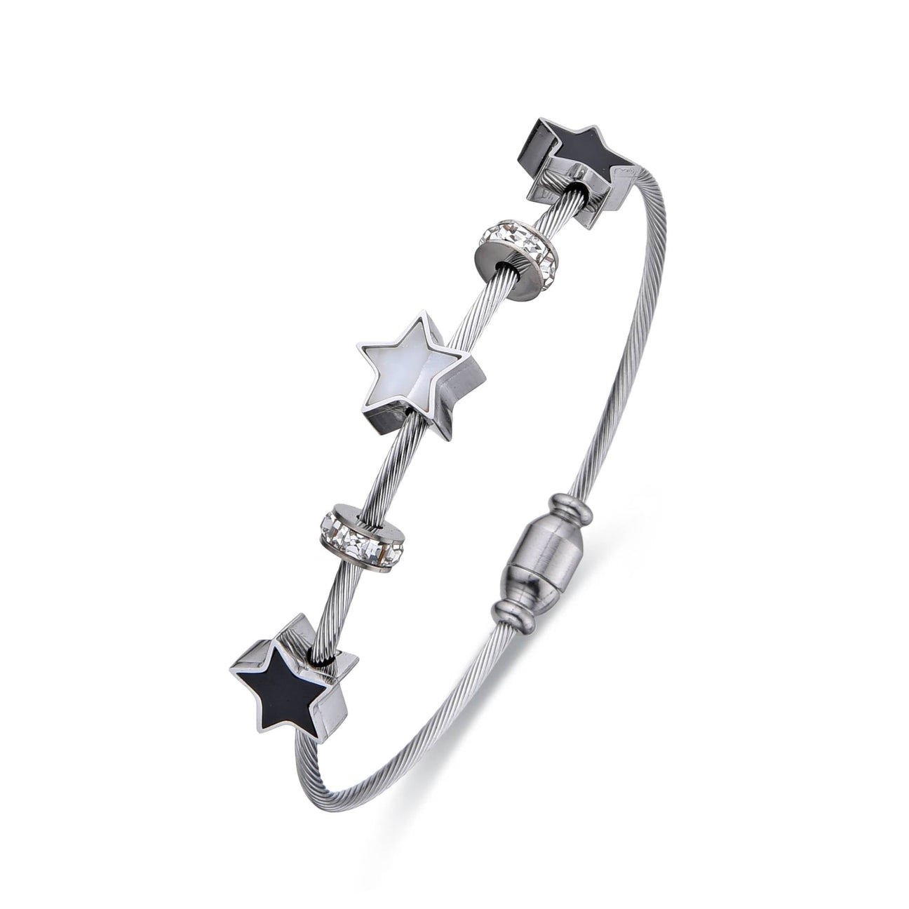 Silver Fashion Star Bracelet with Zirconia-Bracelets-NEW WEI