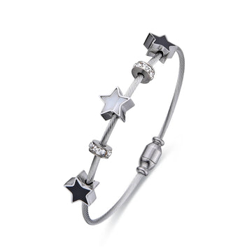 Silver Fashion Star Bracelet with Zirconia-Bracelets-NEW WEI