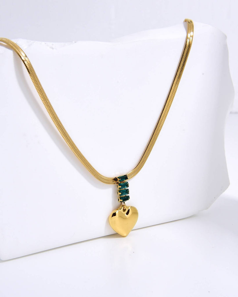 Stainless Steel Heart Pendant Necklace-Necklaces-kKT
