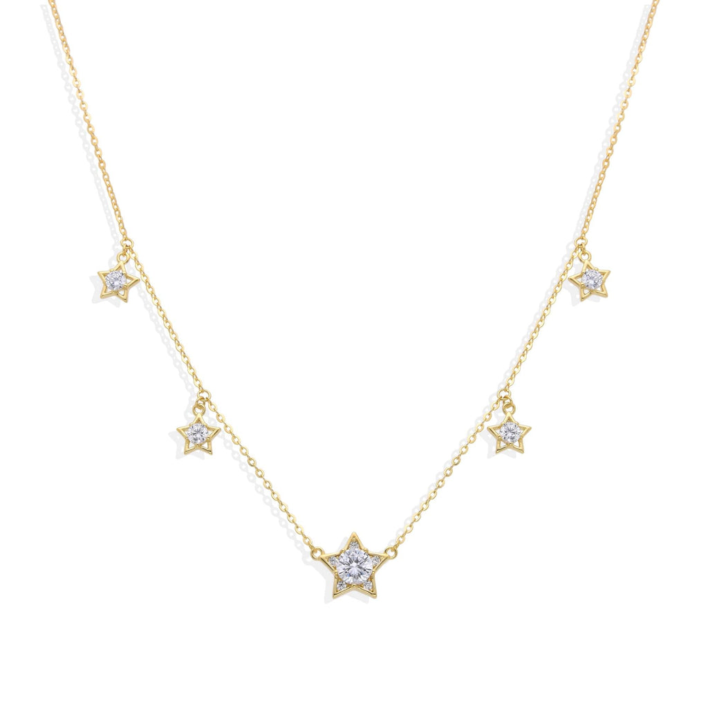 Star Necklace in 18k Gold Plated 925 Sterling Silver with Zircons-Necklaces-GULI GULI