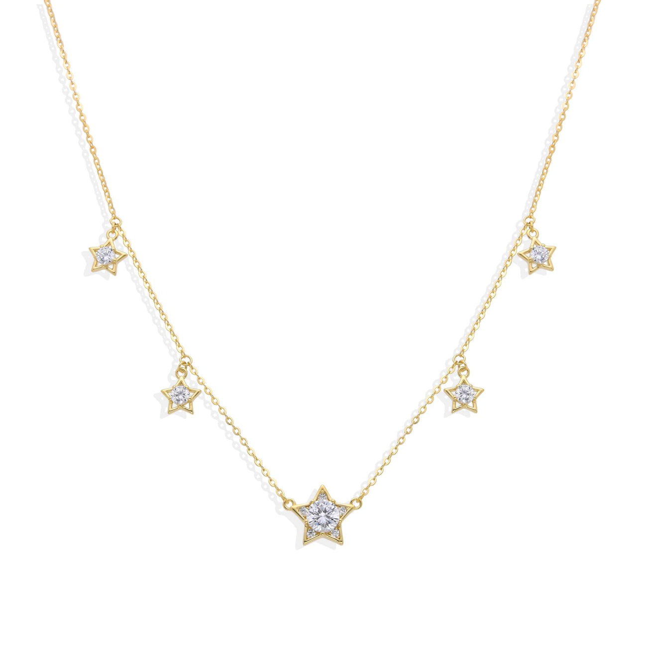 Star Necklace in 18k Gold Plated 925 Sterling Silver with Zircons-Necklaces-GULI GULI