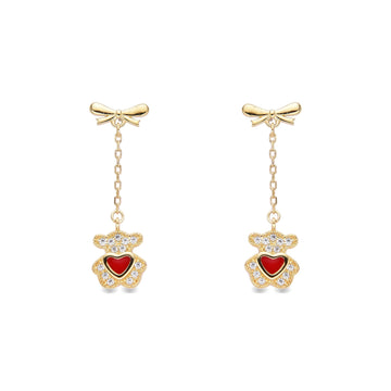 Teddy Bear Drop Earrings in 18k Gold Plated Sterling Silver-Earrings-GULI GULI