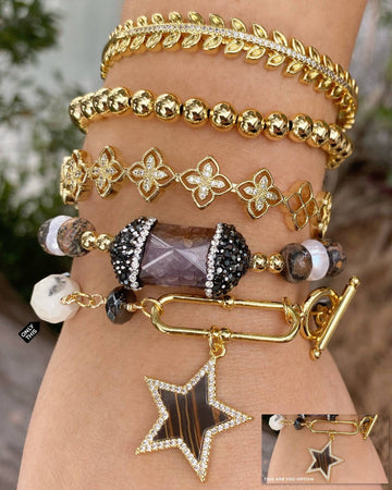 Twisted Bracelet with Natural Stones and Star Charm-Bracelets-Vila veloni corp
