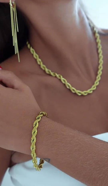 Intertwined 24k Gold Plated Stainless Steel Bracelet-Bracelets-NEW WEI