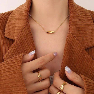 Elegant Brass Necklace with 18k Gold Plated-Necklaces-NEW WEI