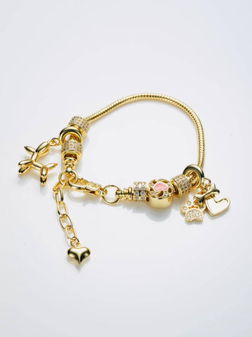 Pandora Dog Pet Themed Bracelet with Rhinestones in Cooper with 18k Gold Plating-Bracelets-Pandora GB127