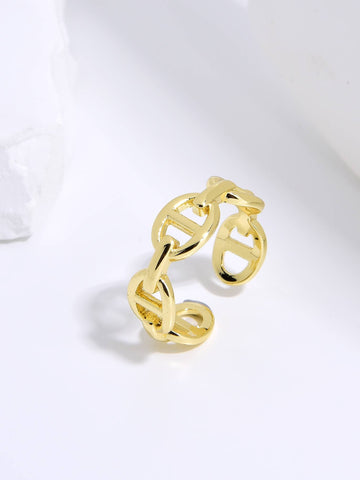 Cooper Chain Design Ring with 18k Gold Plating-Rings-kKT