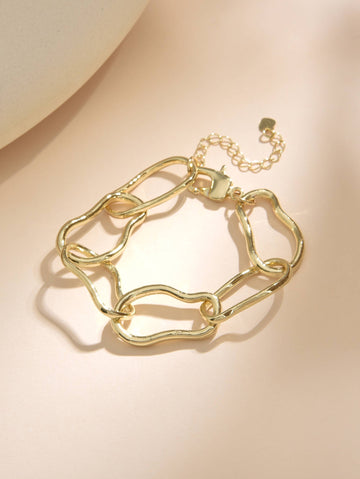 Cooper Bracelet with 18k Gold Plating and Organic and Asymmetrical Link Design-Bracelets-ZIRCONIA