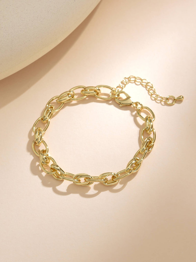 Gold Link Bracelet in Cooper with 18k Gold Plating-Bracelets-ZIRCONIA
