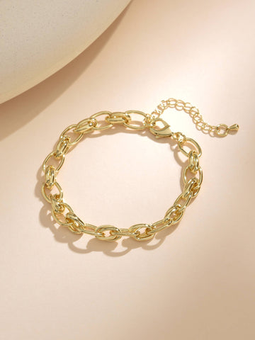 Gold Link Bracelet in Cooper with 18k Gold Plating-Bracelets-ZIRCONIA