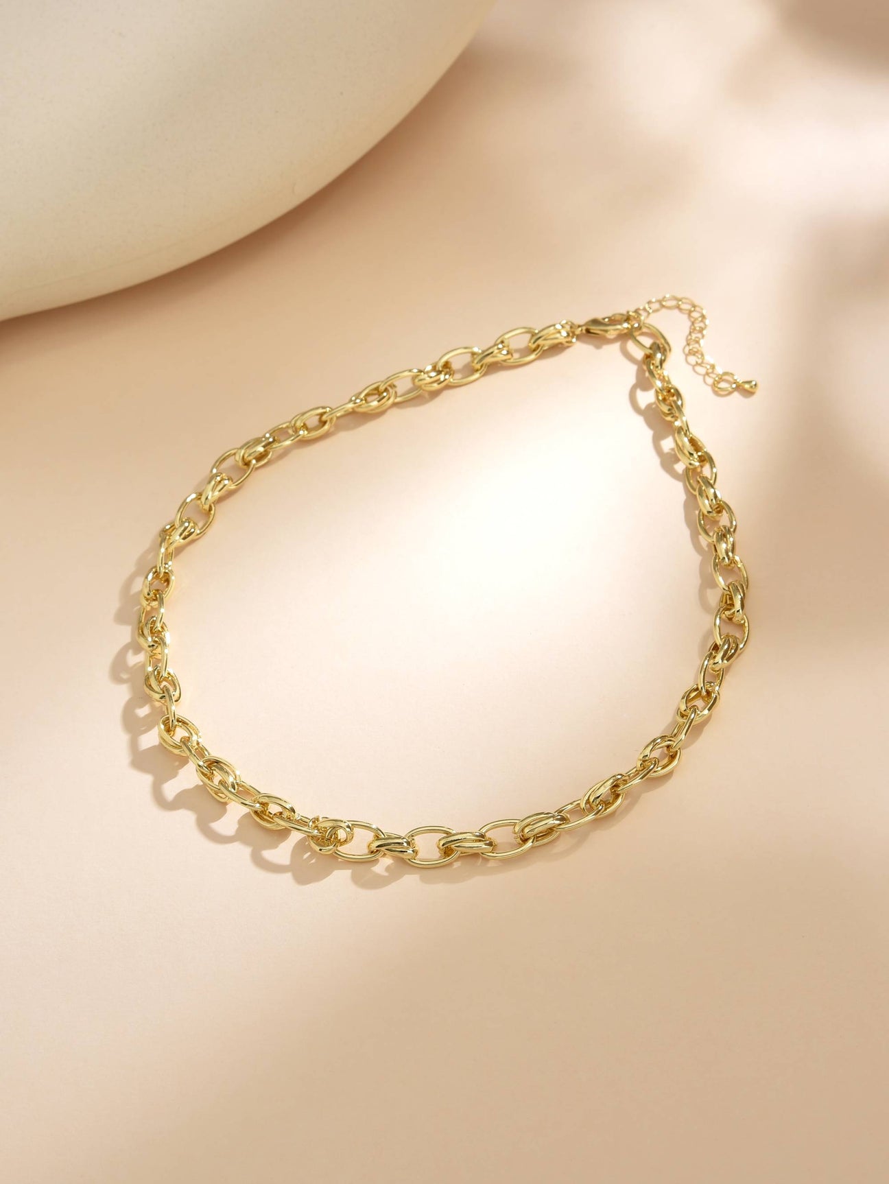 18k Gold Plated Cooper Oval Chain Necklace-Necklaces-ZIRCONIA