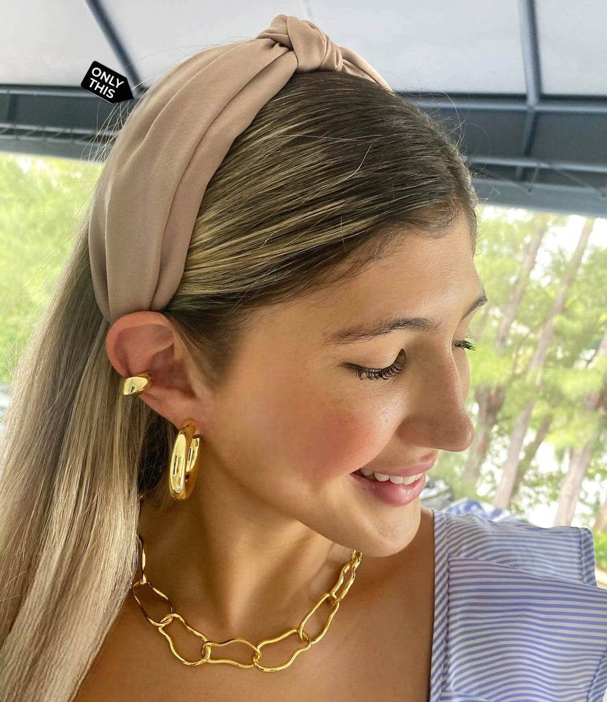 Dark Beige Fabric Band with Bow-Headband-Vila veloni corp