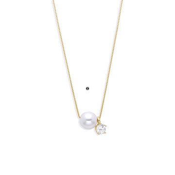 Luxurious 925 Sterling Silver Necklace Pearl and Zircon Pendant.-Necklaces-GULI GULI