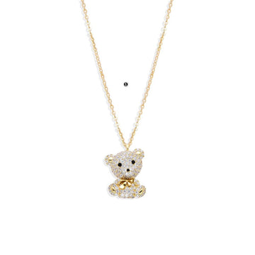 Necklace Teddy Bear Pendant Adorned Zircons 18k Gold plated.-Necklaces-GULI GULI
