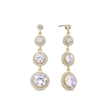 Earrings 18k Gold Plated 925 Sterling Silver with Faceted Zirconia Drop-Earrings-GULI GULI