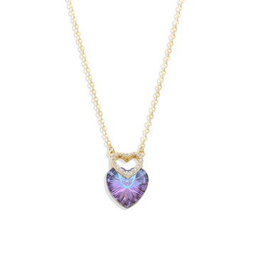 925 Sterling Silver Necklace with Faceted Zircon Heart-Shaped Design.-Bracelets-GULI GULI