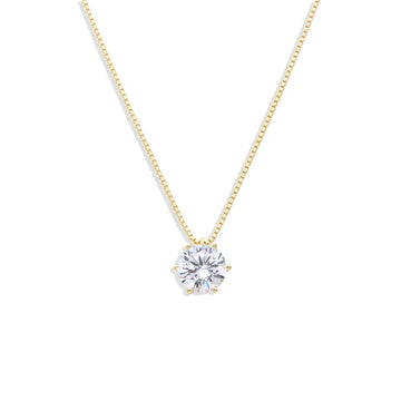 18K Gold Plated 925 Sterling Silver Necklace with a Faceted Zircon pendant.-Necklaces-GULI GULI