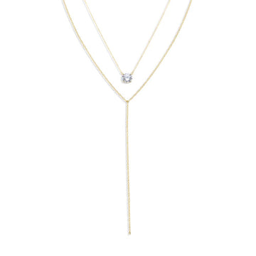 Zircon Pendant and Choker-Style Necklace - 18K Gold Plated 925 Sterling Silver-Necklaces-GULI GULI