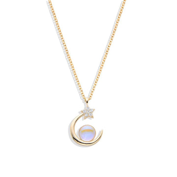 A Gleam in the Night: 925 Sterling Silver Necklace with Half Moon Shaped Pendant.-Necklaces-GULI GULI