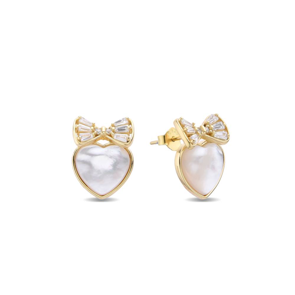 Heart of Beauty: Sterling Silver Earrings with 18K Gold Plating and Micro Zircons-Earrings-GULI GULI