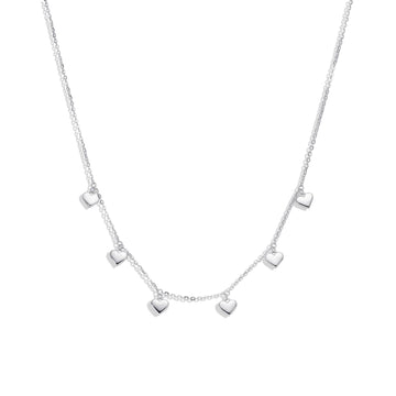 925 Sterling Silver Heart Charms Necklace.-Necklaces-GULI GULI