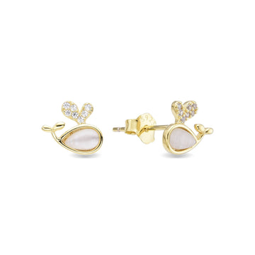 Adorable Sterling Silver Whale Stud Earrings-Earrings-GULI GULI