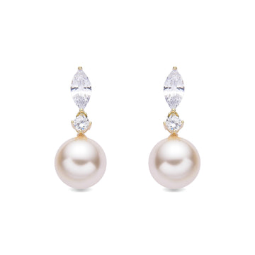 Pearl Drop Earrings in 18k Gold Plated Sterling Silver-Earrings-GULI GULI