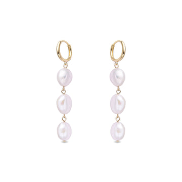 Modern 18k Gold Plated Sterling Silver Dangling Pearl Earrings-Earrings-GULI GULI