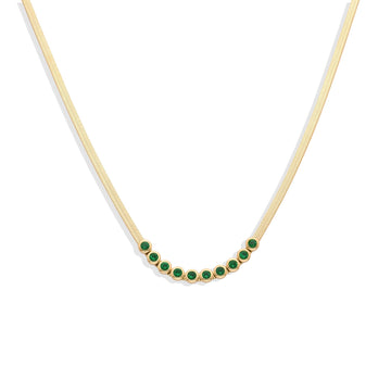 Necklace Gold Fashion with Green Faceted Zirconias.-Necklaces-NEW WEI