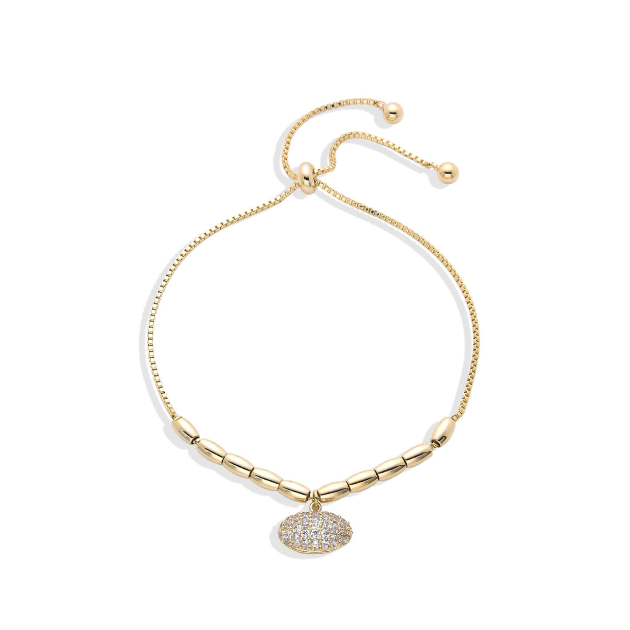 Chain Bracelet Gold-Plated Adjustable with Micro Zirconias: Golden Elegance.-Bracelets-NEW WEI