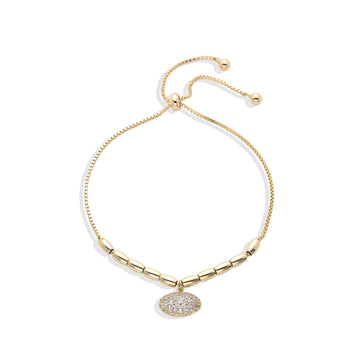 Chain Bracelet Gold-Plated Adjustable with Micro Zirconias: Golden Elegance.-Bracelets-NEW WEI