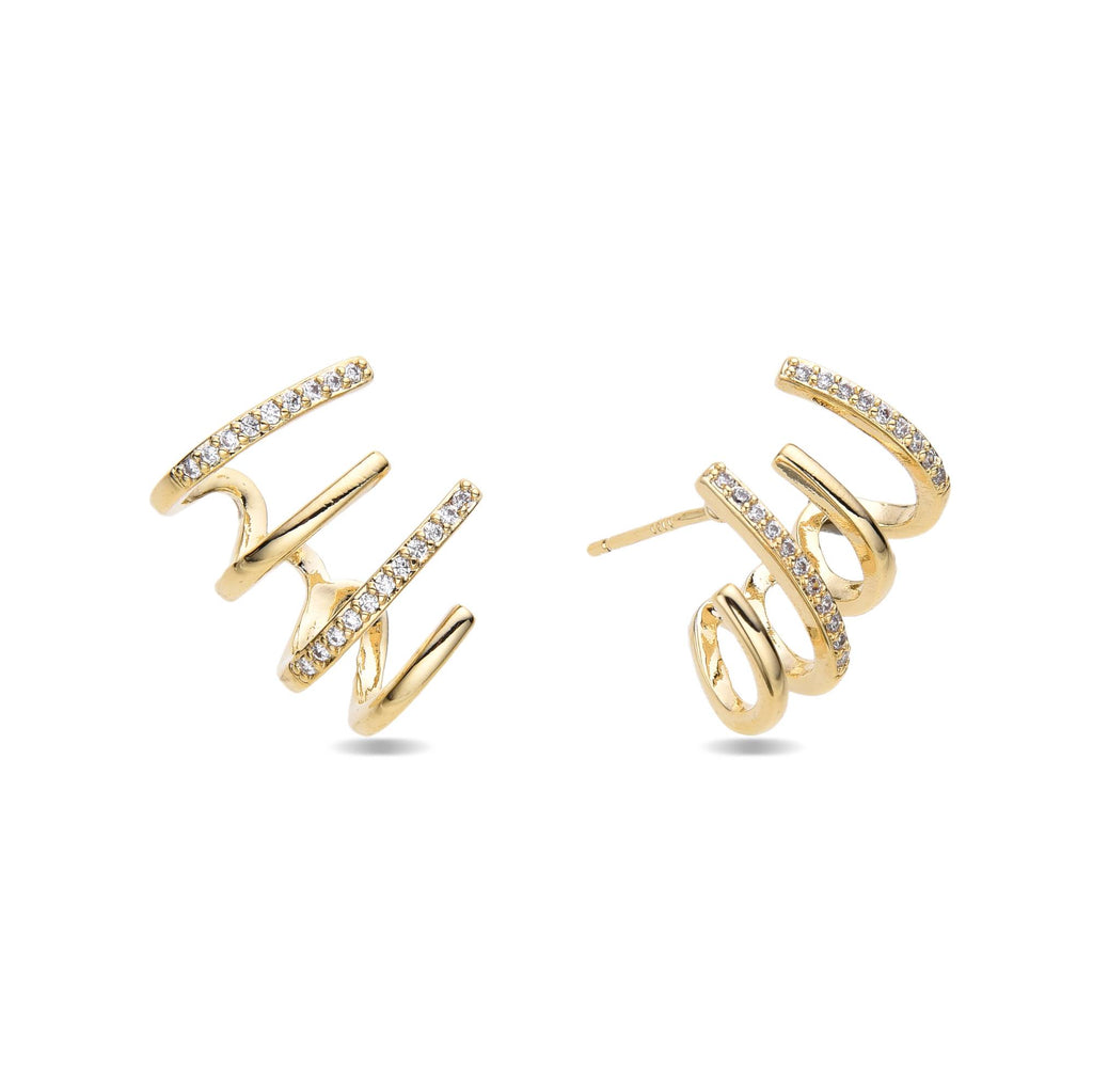 Earrings 18k Gold Fashion with Micro Zircon-Earrings-NEW WEI