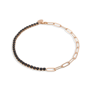 Rose Gold Bracelet with Black Zirconias-Bracelets-NEW WEI