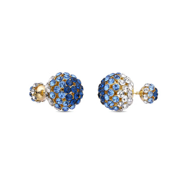Sphere Earring Covered with Brilliant Zirconia-Earrings-NEW WEI