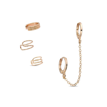 Multi-earring in Gold Fashion with 18k Gold Plating on Trend.-Earrings-NEW WEI