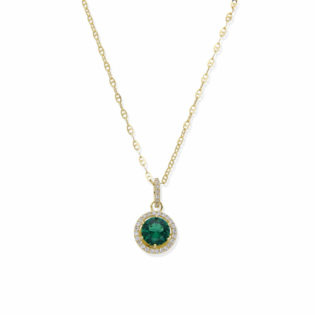 Necklace with Green Zirconia in 925 Silver with 18k Gold Plated-Necklaces-YIA SILVER