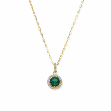 Necklace with Green Zirconia in 925 Silver with 18k Gold Plated-Necklaces-YIA SILVER