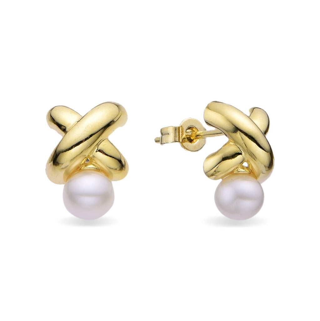 Pearl Earrings in 925 Silver with 18k Gold Plated-Earrings-YIA SILVER