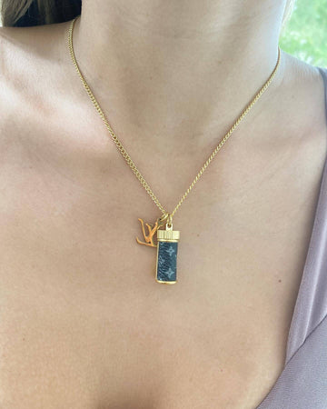 Stainless Steel Necklace with Gold Bottle Pendant-Necklaces-NEW WEI